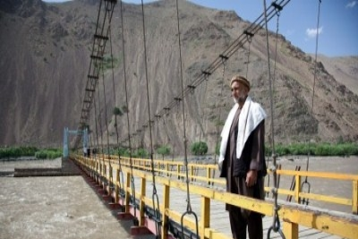 The 60m long suspension bridge over the Panjshir river near Urrow village, Panjshir